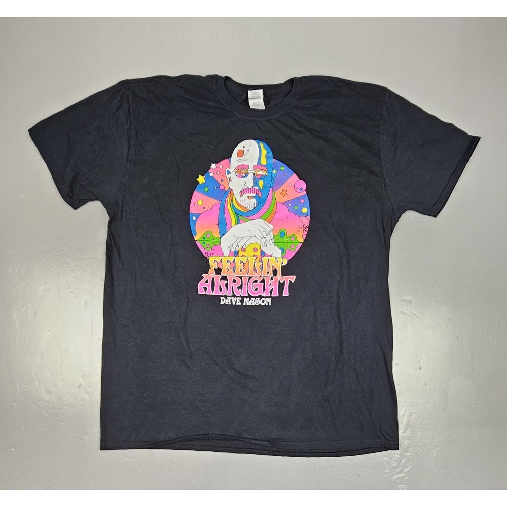 Traffic Dave Mason T-Shirt Mens 2XL 'Feelin Alright‎ Pschedelic Y2K Black Merch